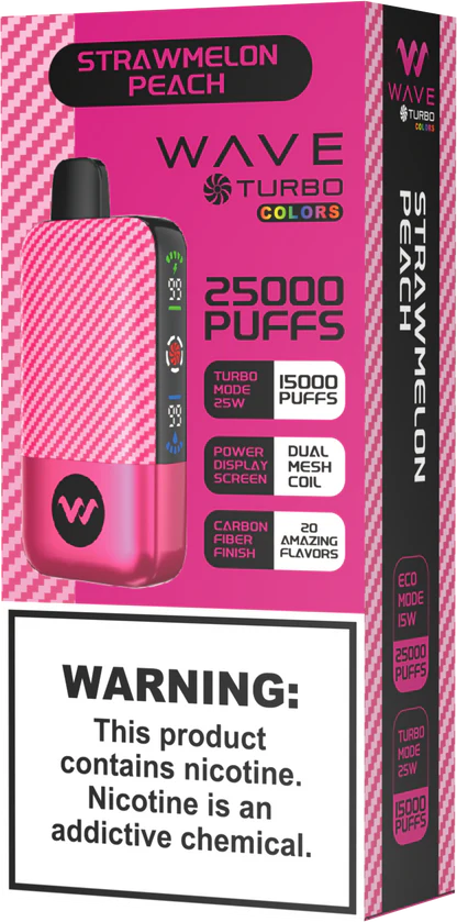 Wave Turbo Strawmelon Peach 25000 puffs.