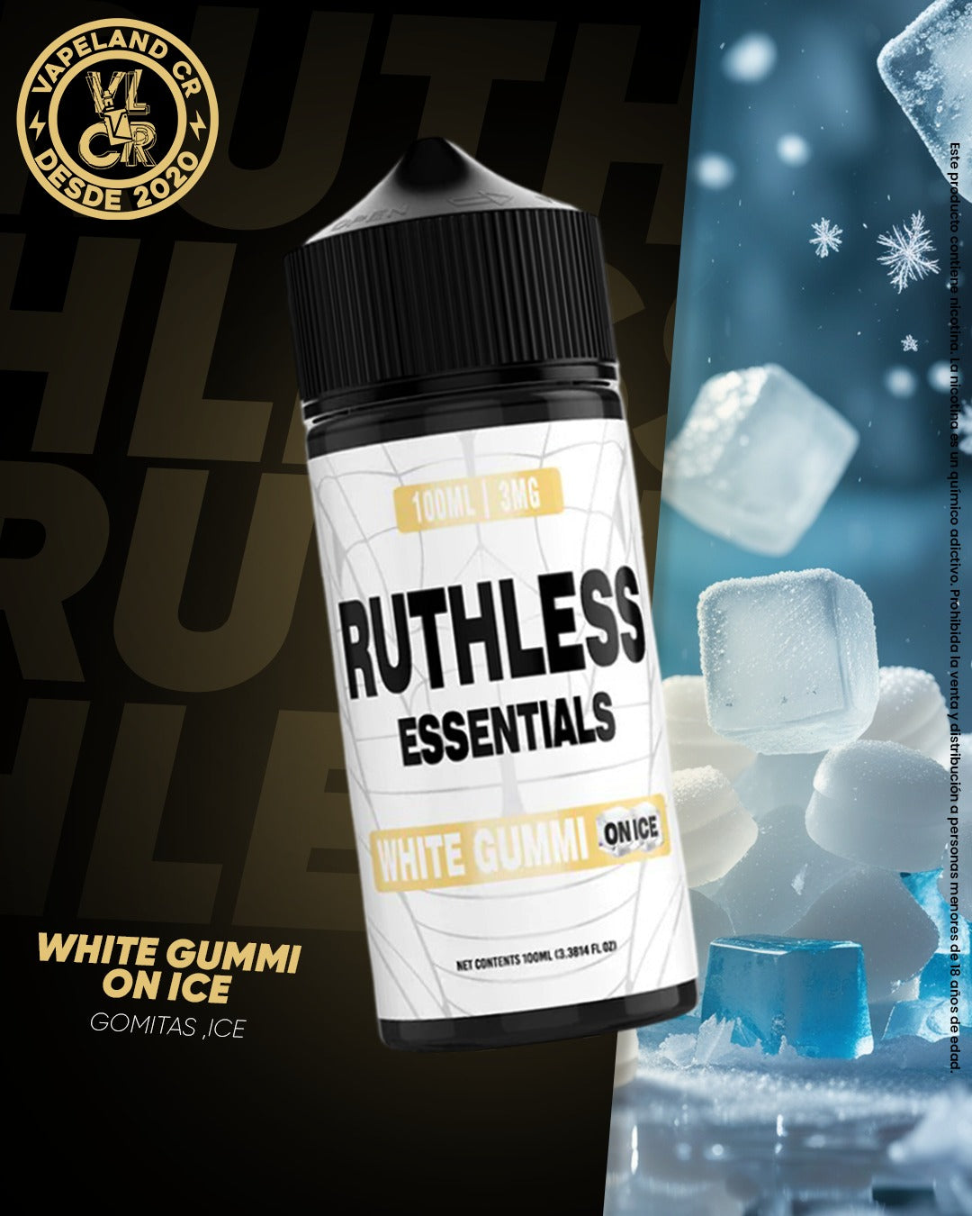 Ruthless Essentials White Gummi On Ice 3mg.
