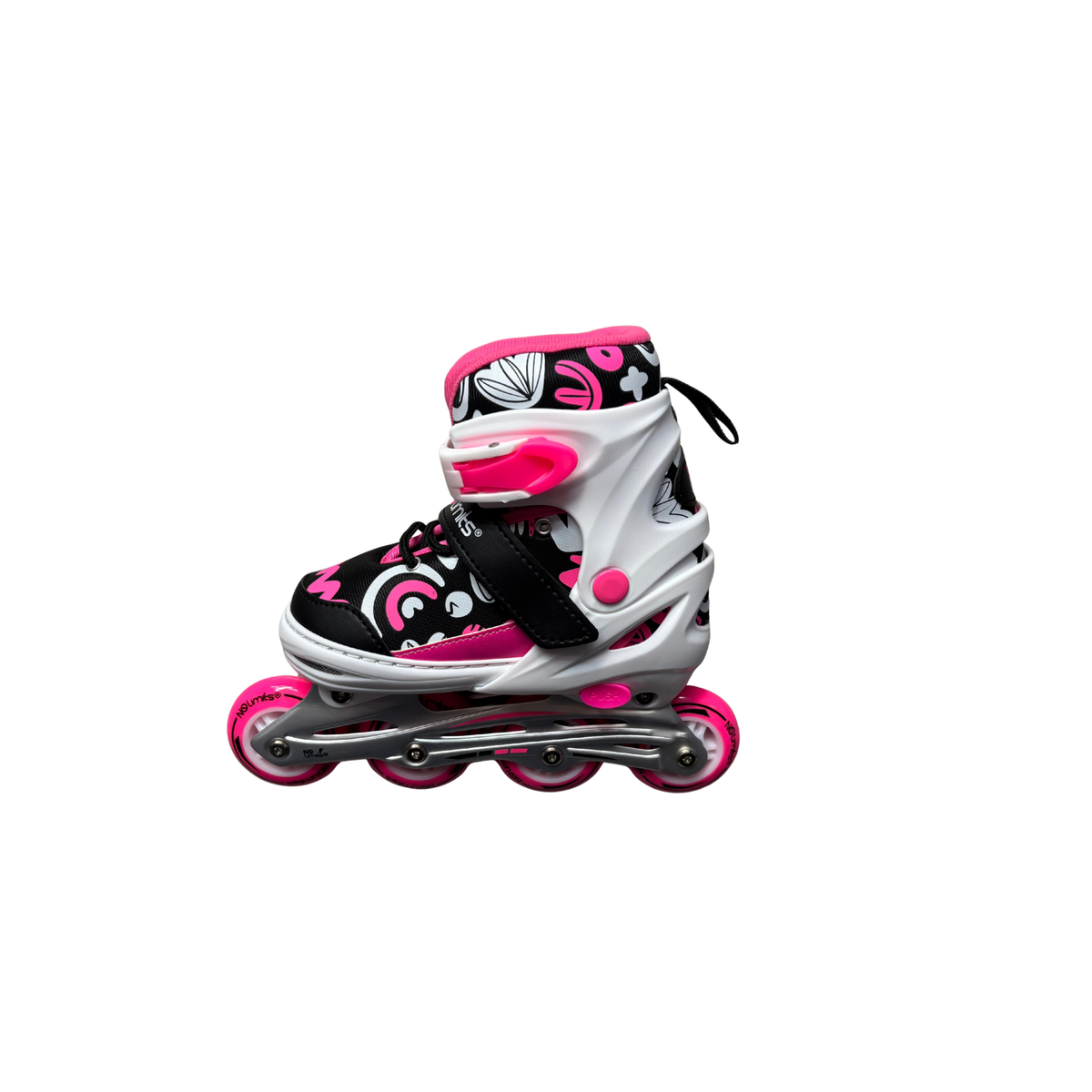 Patines en Línea Ajustables Blanco con Rosado Talla 33-37 No Limits.