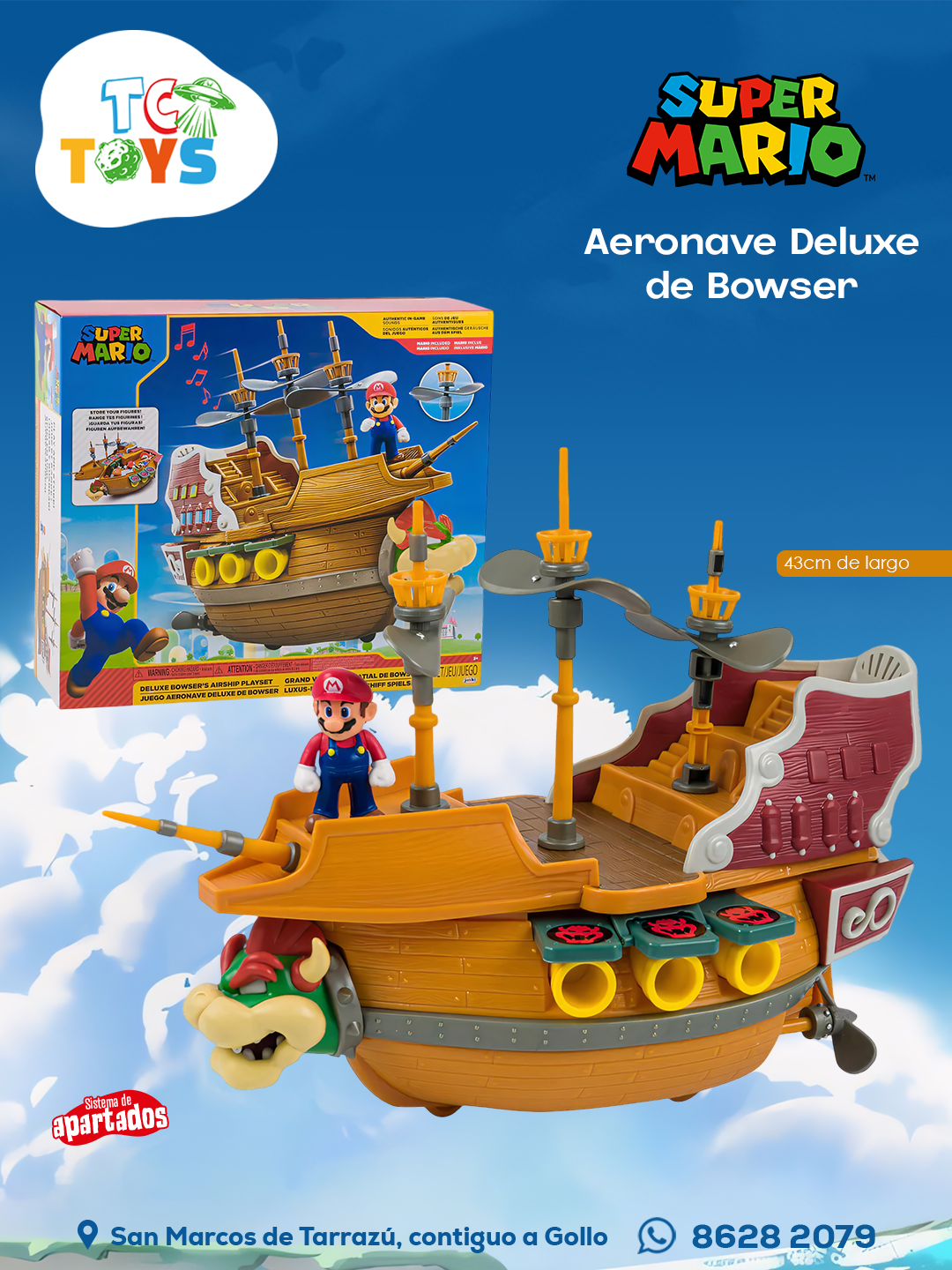 Juego Aeronave Deluxe de Bowser Super Mario Jakks.