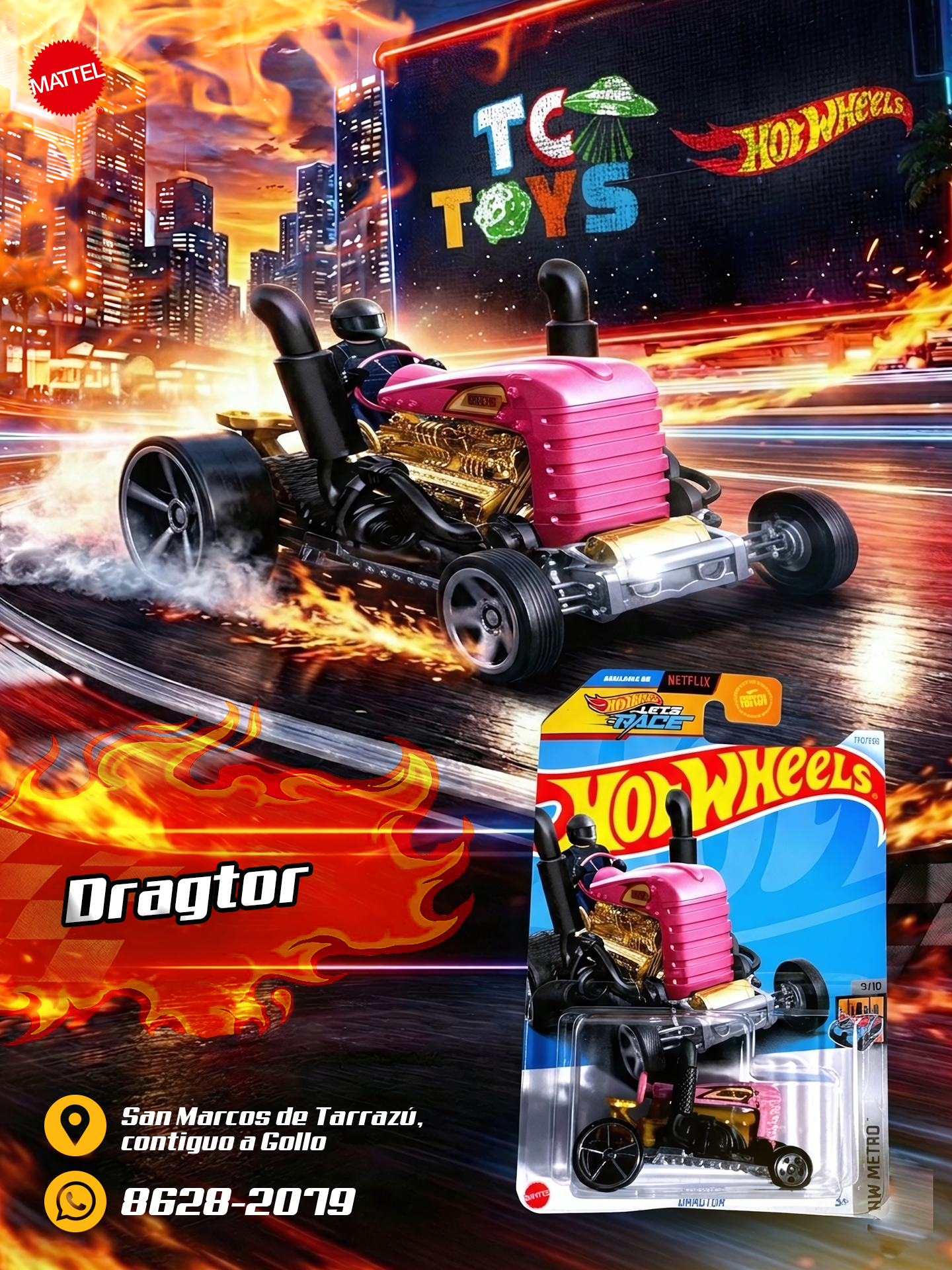 Hot Wheels Dragtor Rosado.