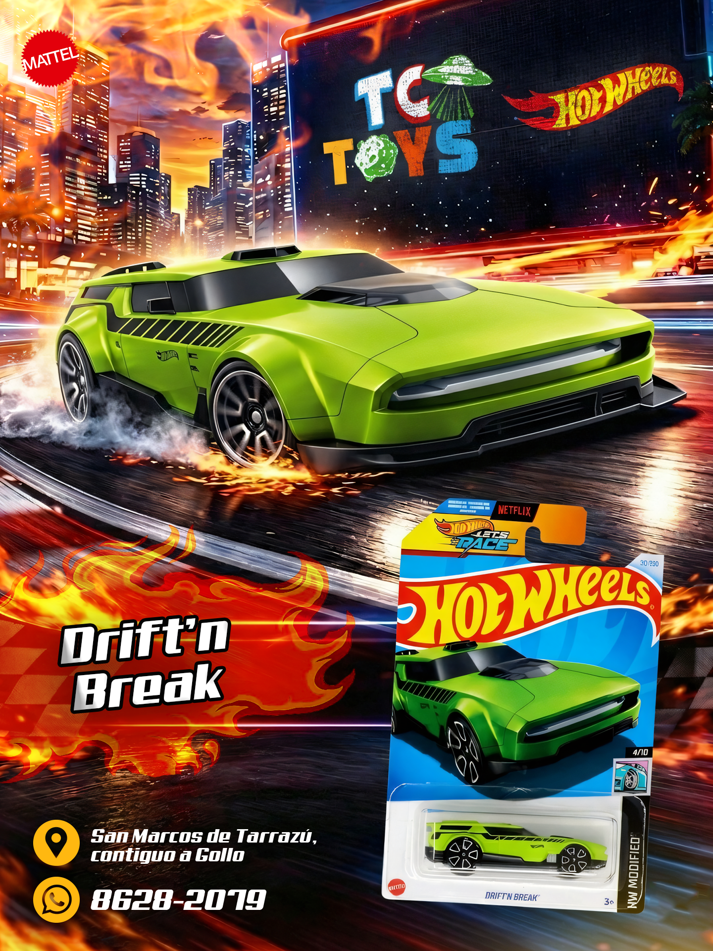 Hot Wheels Drift'n Break Verde.