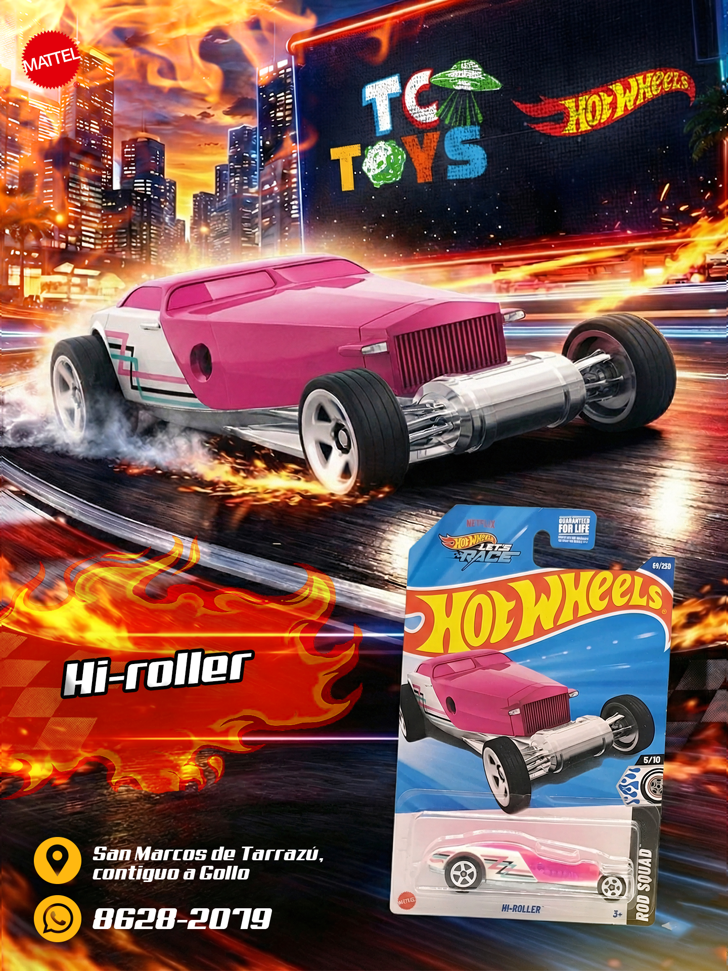 Hot Wheels Hi-Roller Blanco.