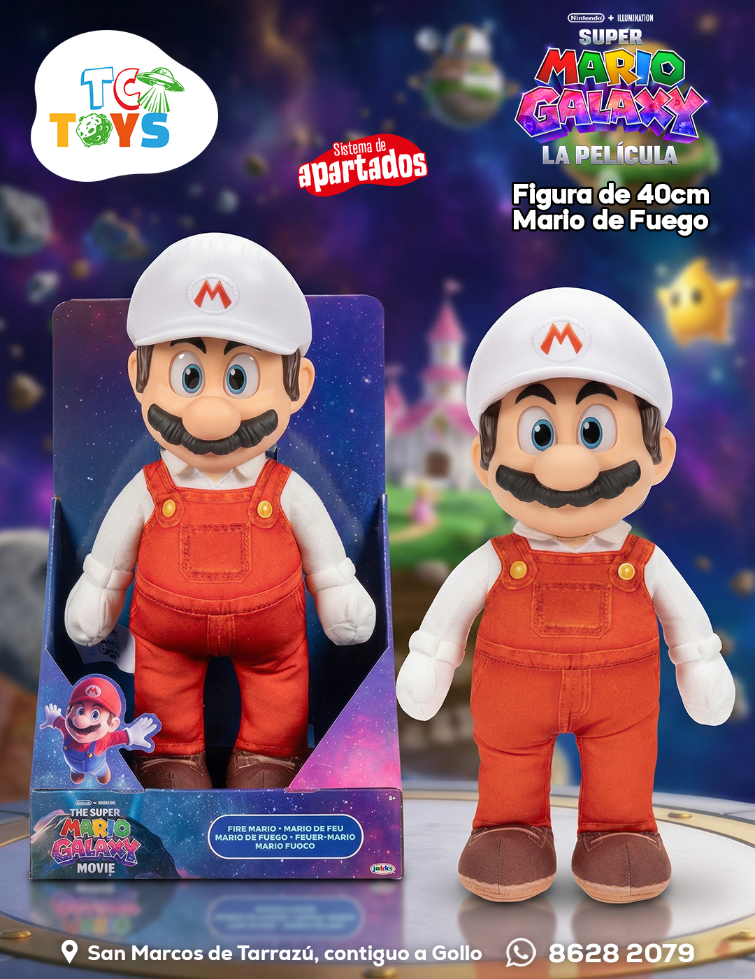 Figura de Peluche The Super Mario Galaxy Movie Mario de Fuego Jakks.