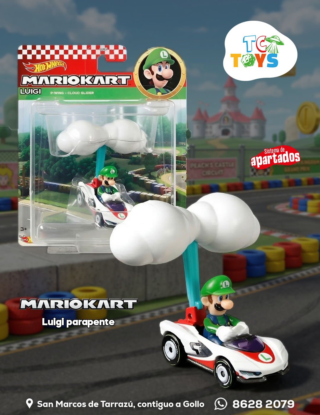 Hot Wheels Mario Kart Luigi P-Wing Cloud Glider.