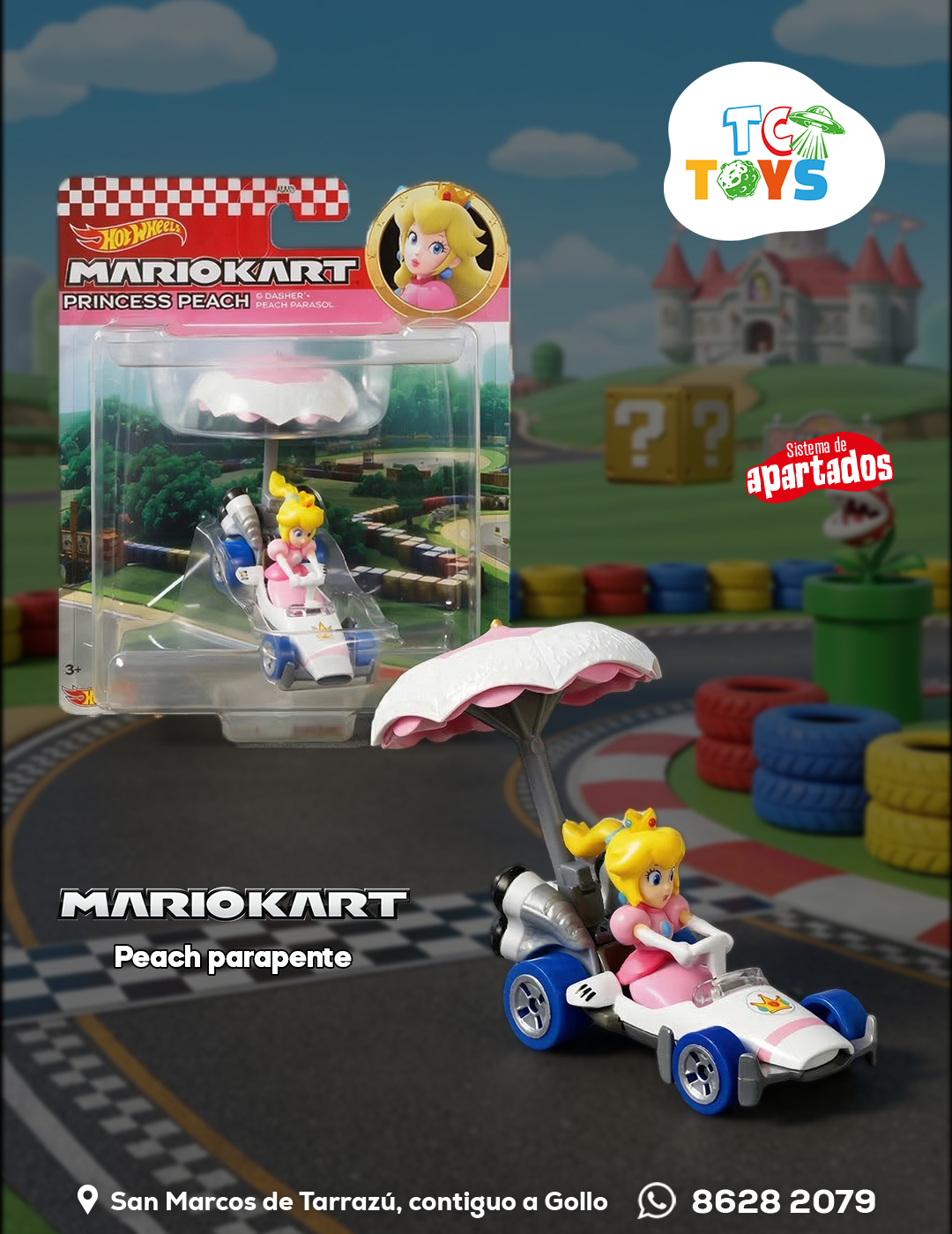 Hot Wheels Mario Kart Princess Peach B-Dasher Peach Parasol.