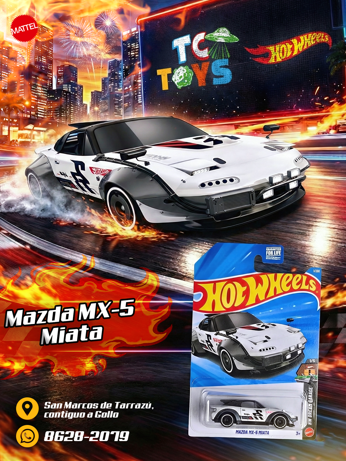 Hot Wheels Mazda MX-5 Miata Blanco.