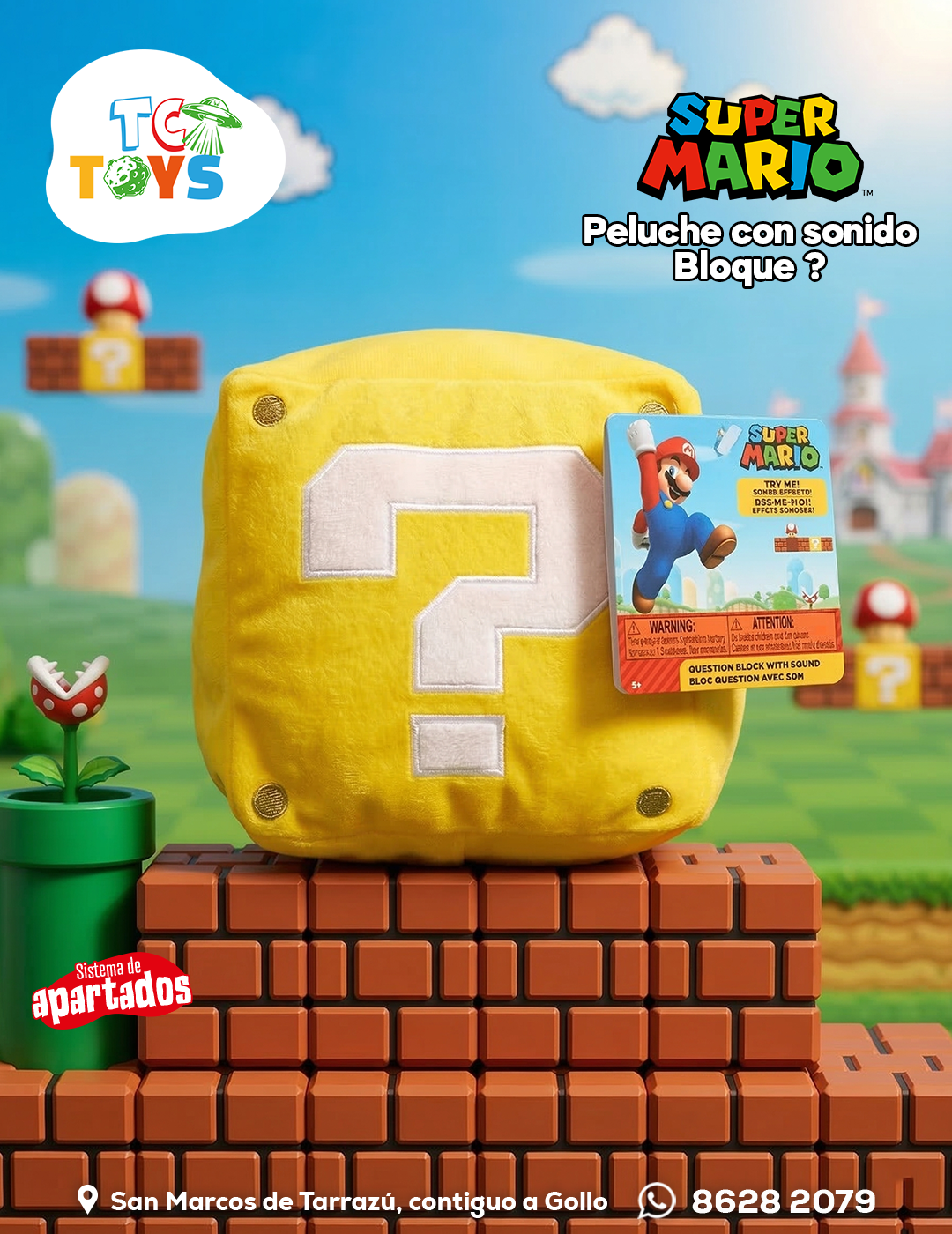 Peluche Super Mario Bloque de Interrogación con Sonido Jakks.
