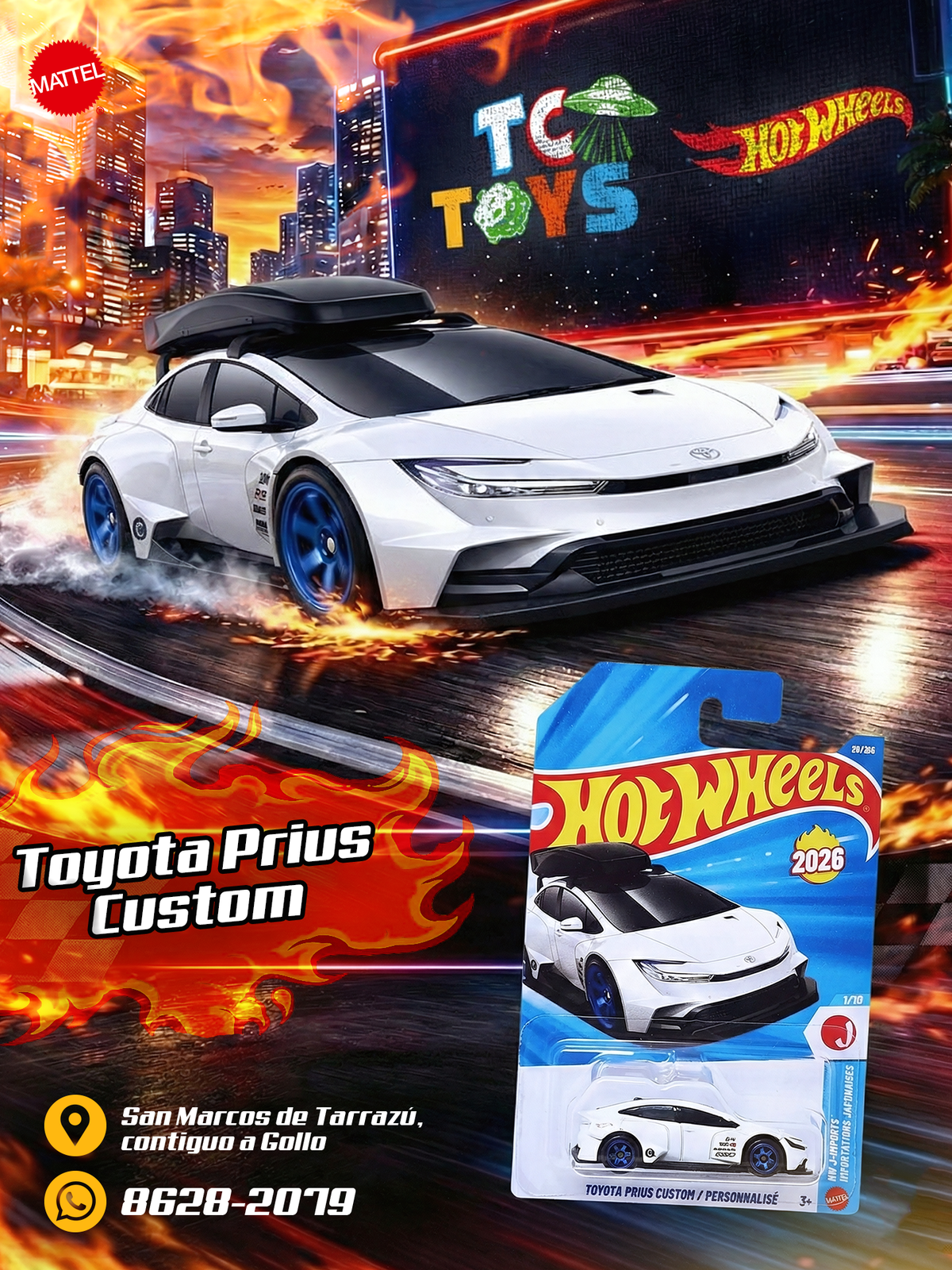Hot Wheels Toyota Prius Custom / Personnalisé Blanco.
