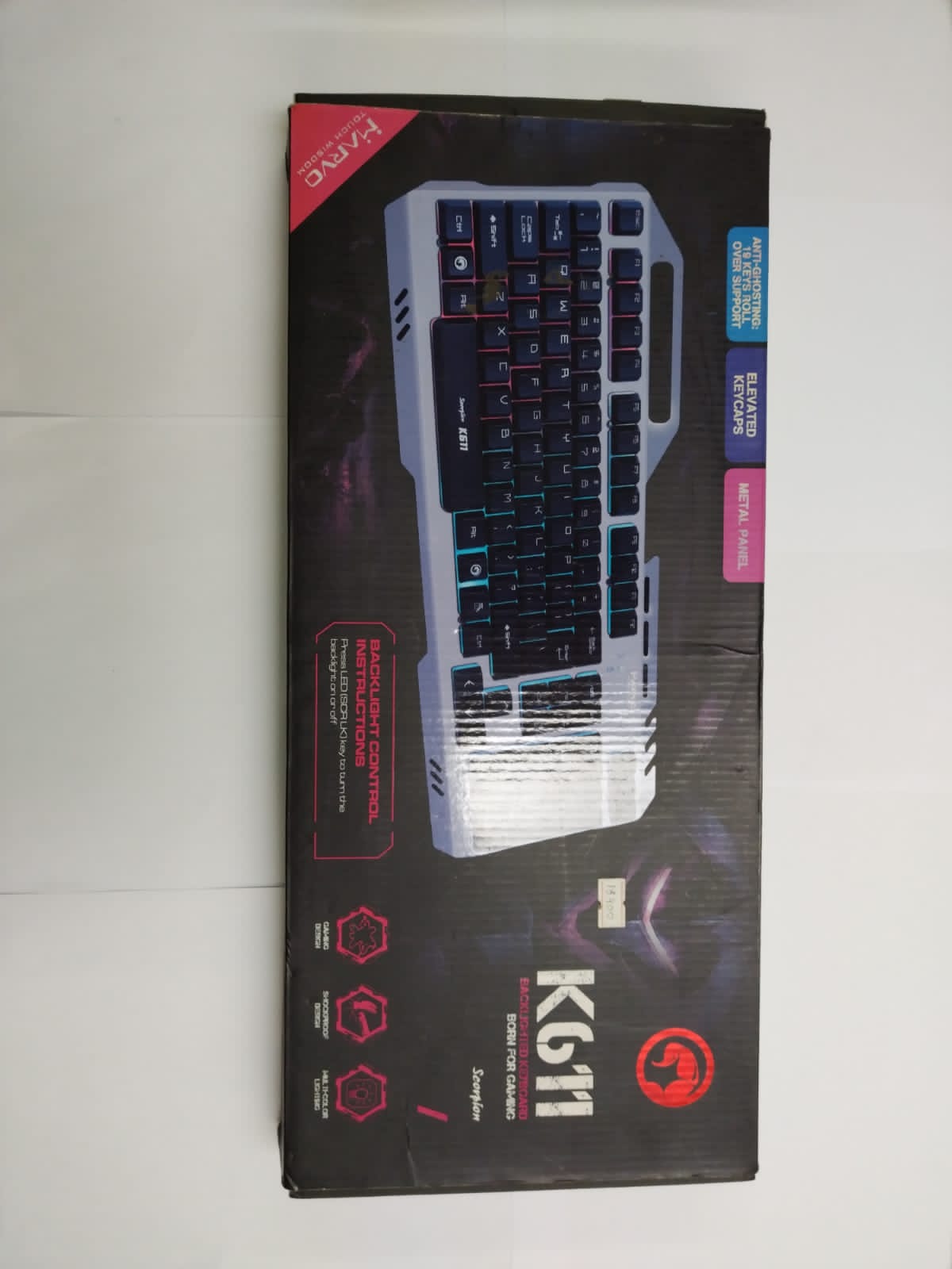 Teclado mecánico RGB, Marvo/Scorpion, modelo K611, USB