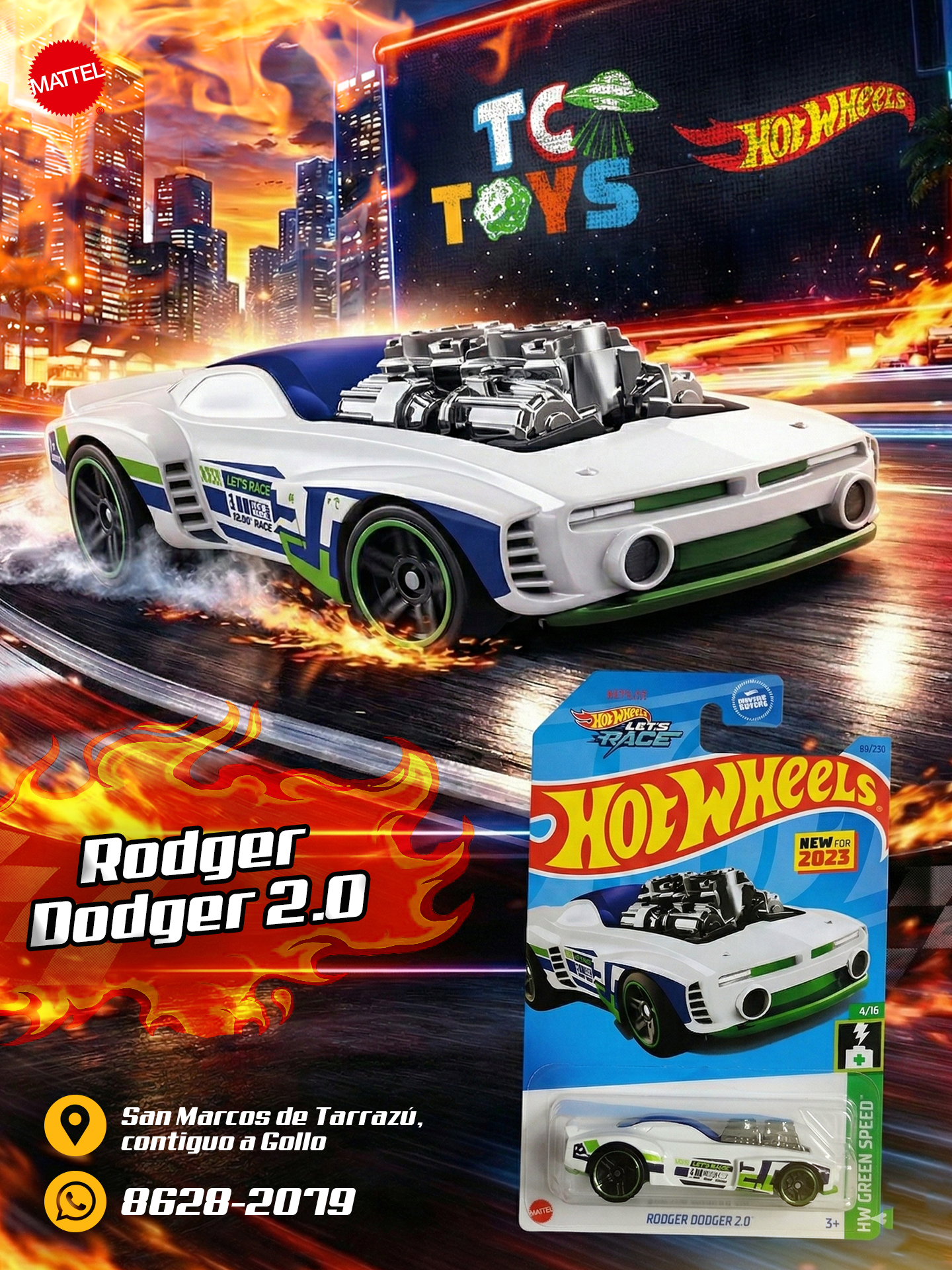 Hot Wheels Rodger Dodger 2.0 Blanco.