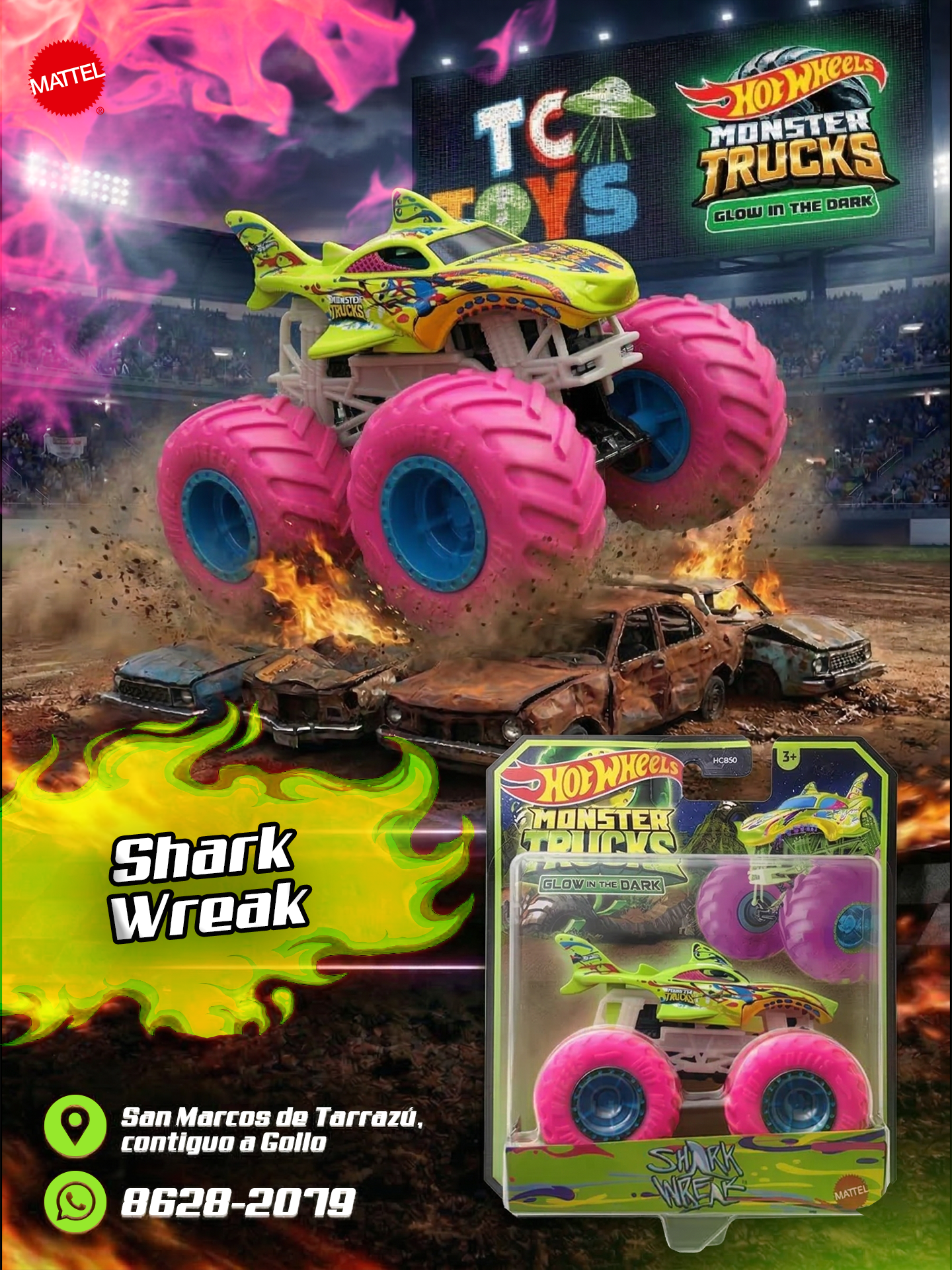 Hot Wheels Monster Trucks Glow In The Dark Shark Wreak.