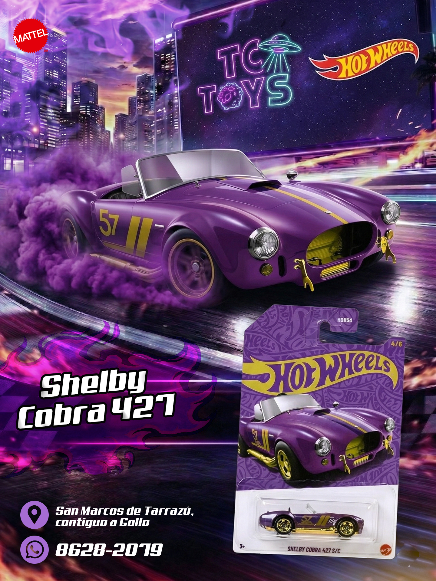 Hot Wheels Premium Shelby Cobra 427 S/C Morado.