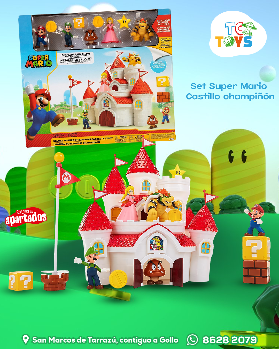 Set Super Mario Castillo del Reino Champigñon Jakks.