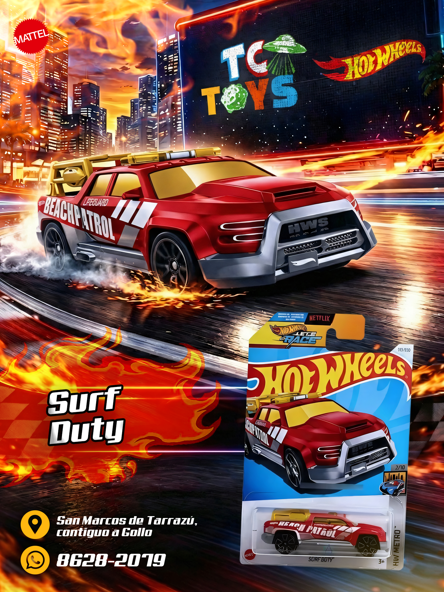 Hot Wheels Surf Duty Rojo.