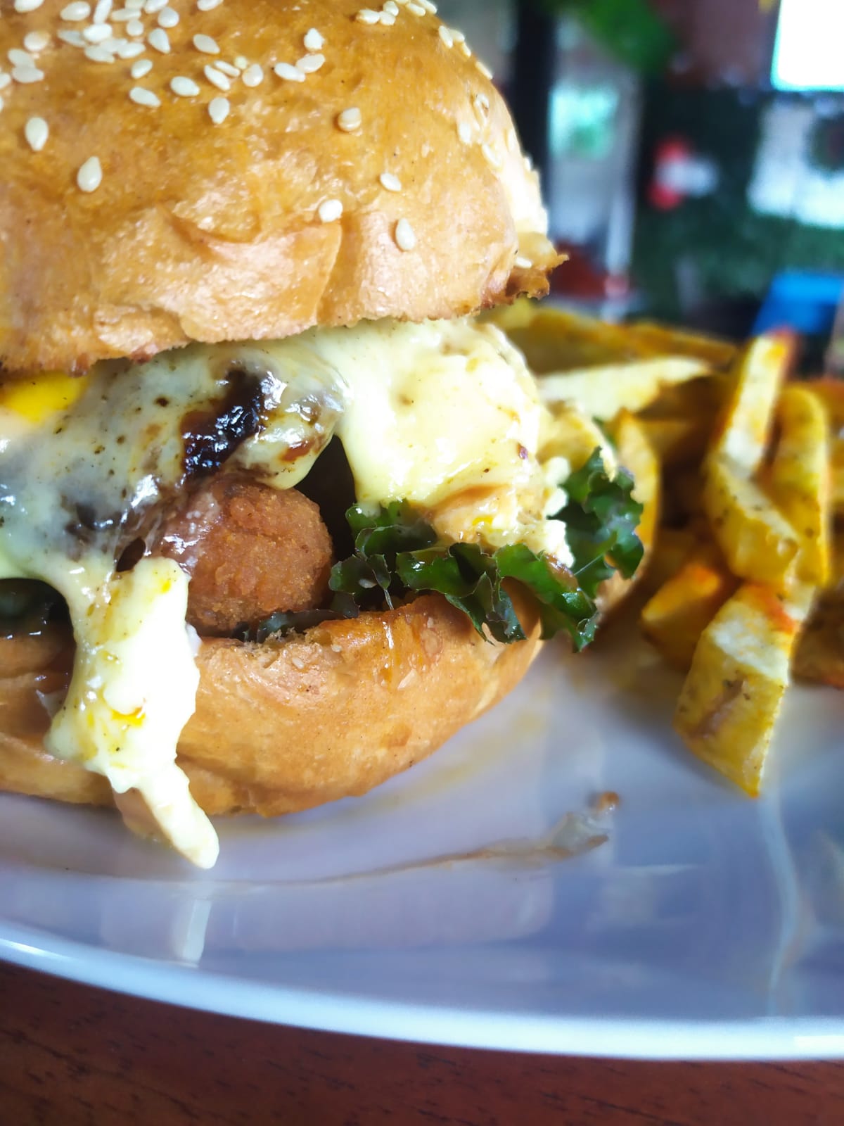 Hamburguesa de hongos empanizados