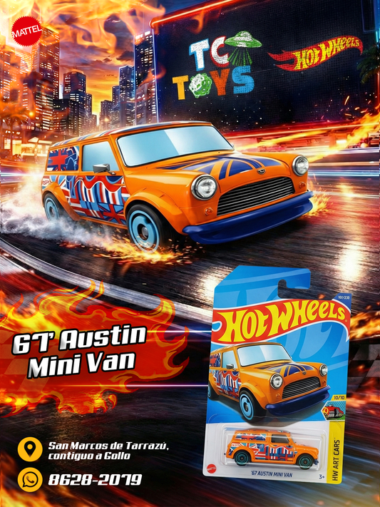 Hot Wheels 67 Austin Mini Van Naranja.