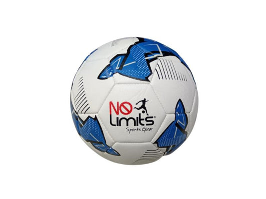 Balón de Futbol #5 No Limits Blanco con Azul.