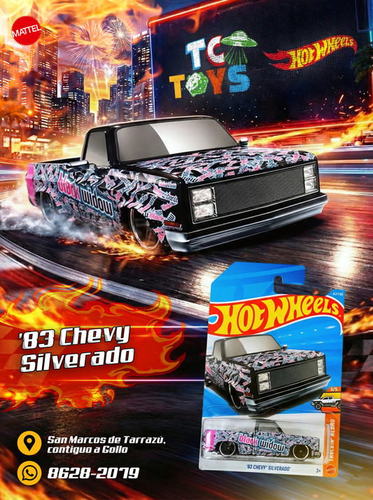 Hot Wheels 83 Chevy Silverado Negro.