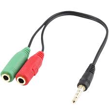Adaptador 3.5mm macho a doble 3.5mm hembra.