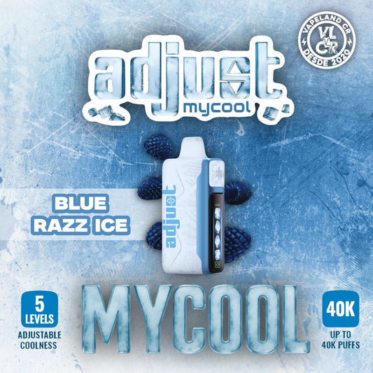 Adjust Mycool Blue Razz Ice 40000 puffs.
