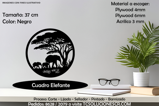 Cuadro Paisaje Elefantes