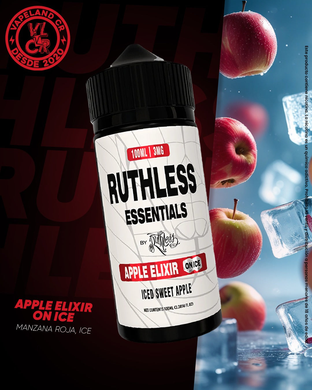 Ruthless Essentials Apple Elixir On Ice 3mg y 6mg.