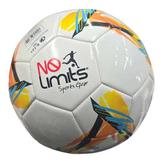 Balón de Futbol #5 No Limits Blanco con Naranja.