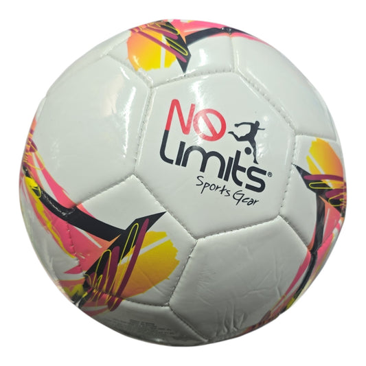 Balón de Futbol #5 No Limits Blanco con Rosado.