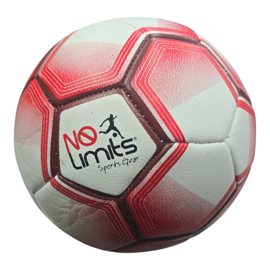 Balón de Futbol #5 No Limits Blanco con Rojo.