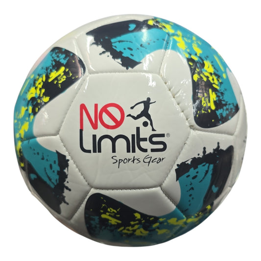 Balón de Futbol #5 No Limits Negro con Turquesa.