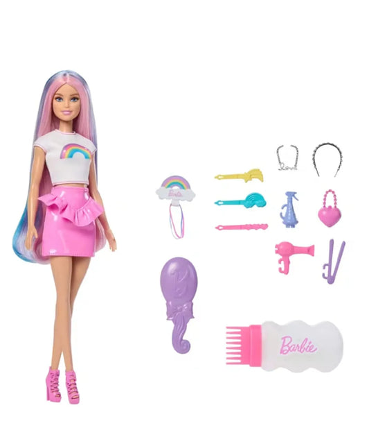 Barbie Rainbow Sparkle con Cabello Extralargo con Accesorios Para Peinar.