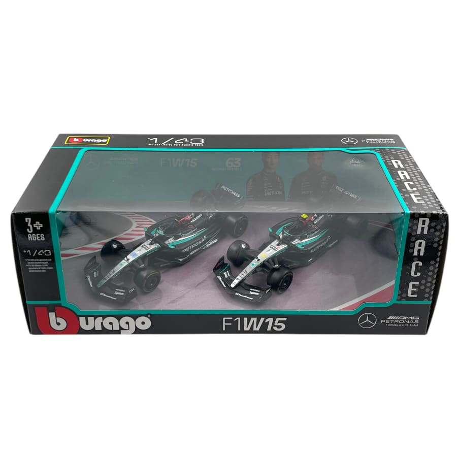 Bburago 2 Pack Mercedes F1W15 Miami Grand Prix 2024.