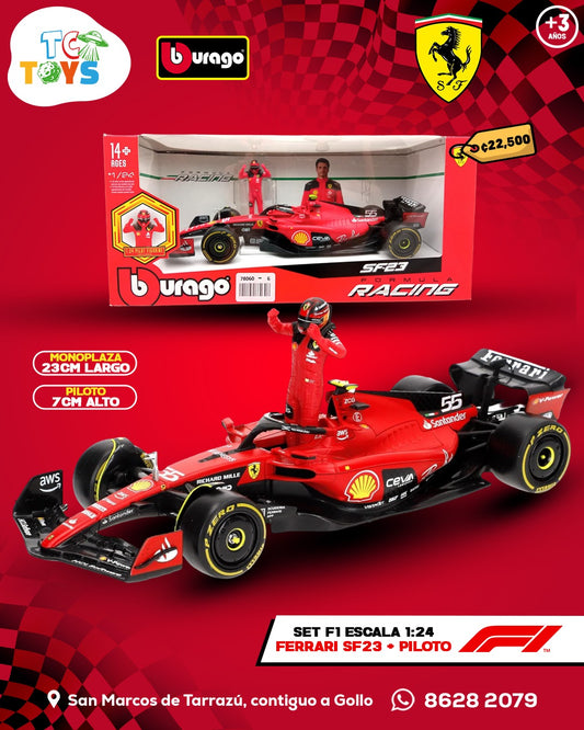Bburago Ferrari SF-23 Set con Piloto #55.