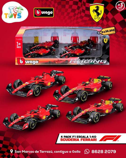 Bburago Formula 1 Ferrari 4 Pack.