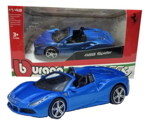 Bburago Race + Play Ferrari 488 Spider Azul.