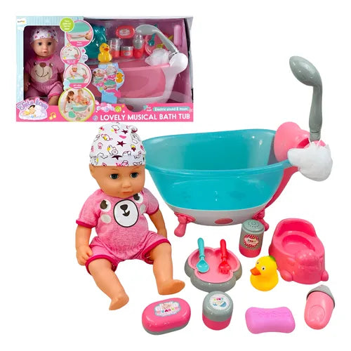Bebé con Bañera Musical Rong Long.