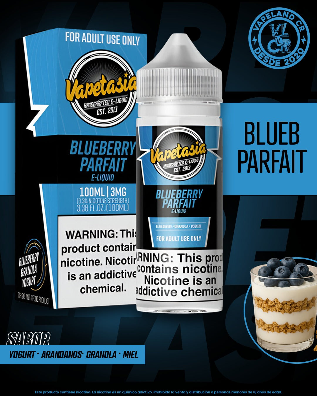Vapetasia Blueberry Parfait 3mg.