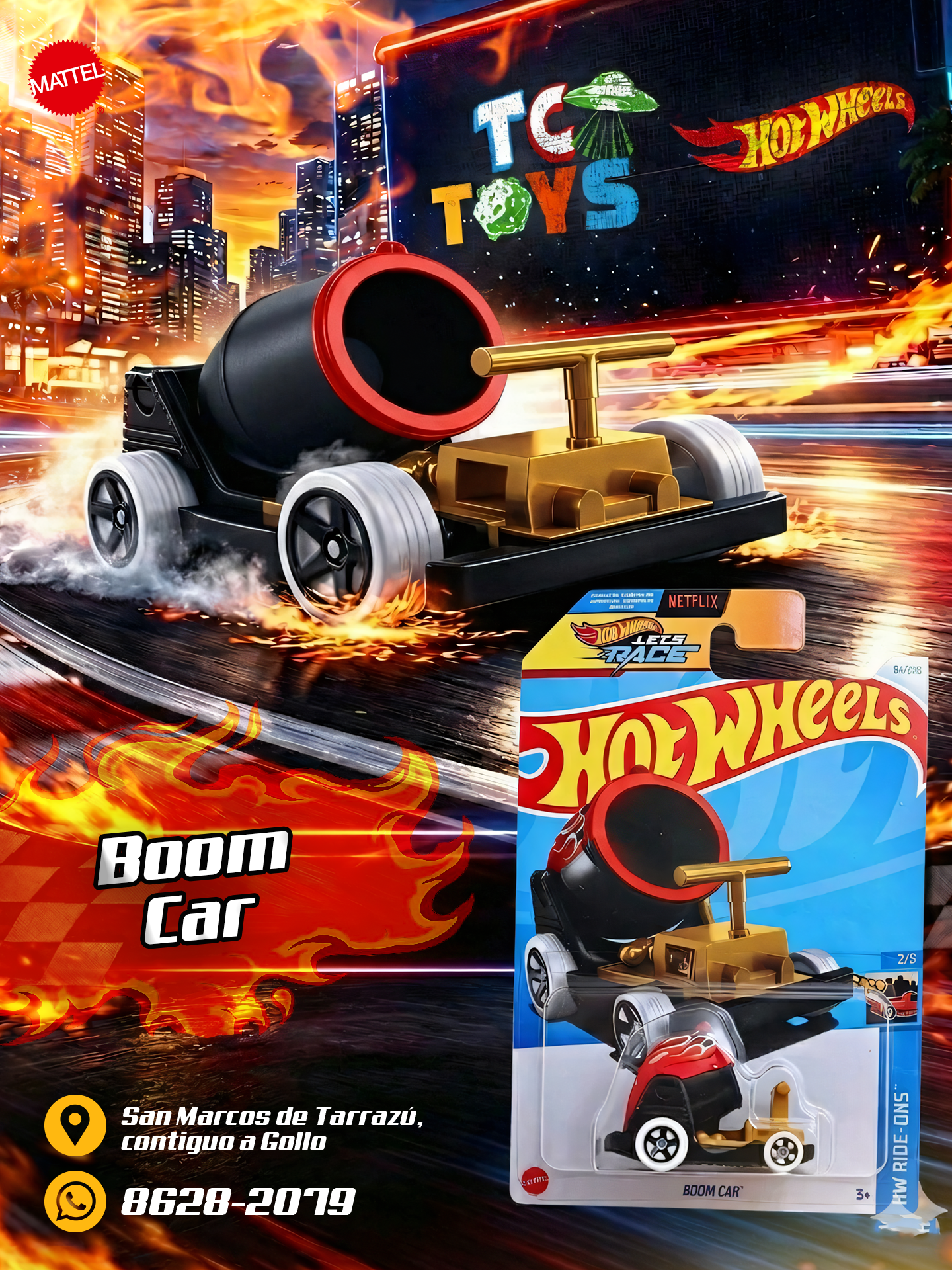 Hot Wheels Boom Car Negro.