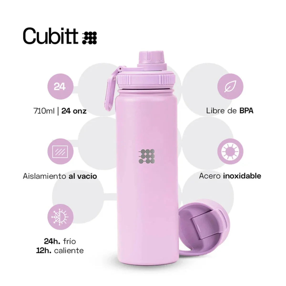 Botella Térmica Cubitt Hydro Bottle Rosado.