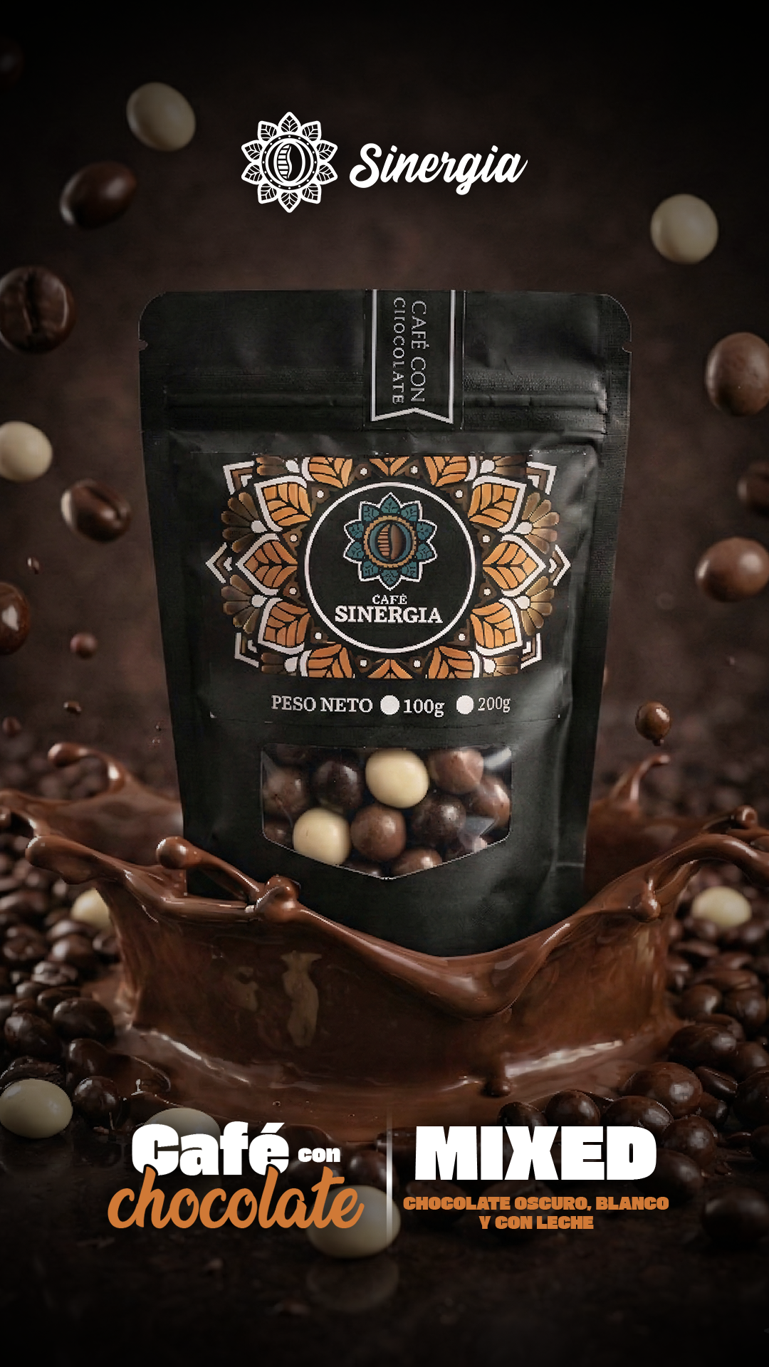 Café Recubierto con Chocolate.