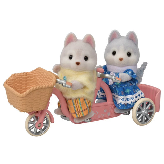 Sylvanian Families Conjunto de Ciclismo en Tándem Husky Sister y Brother.