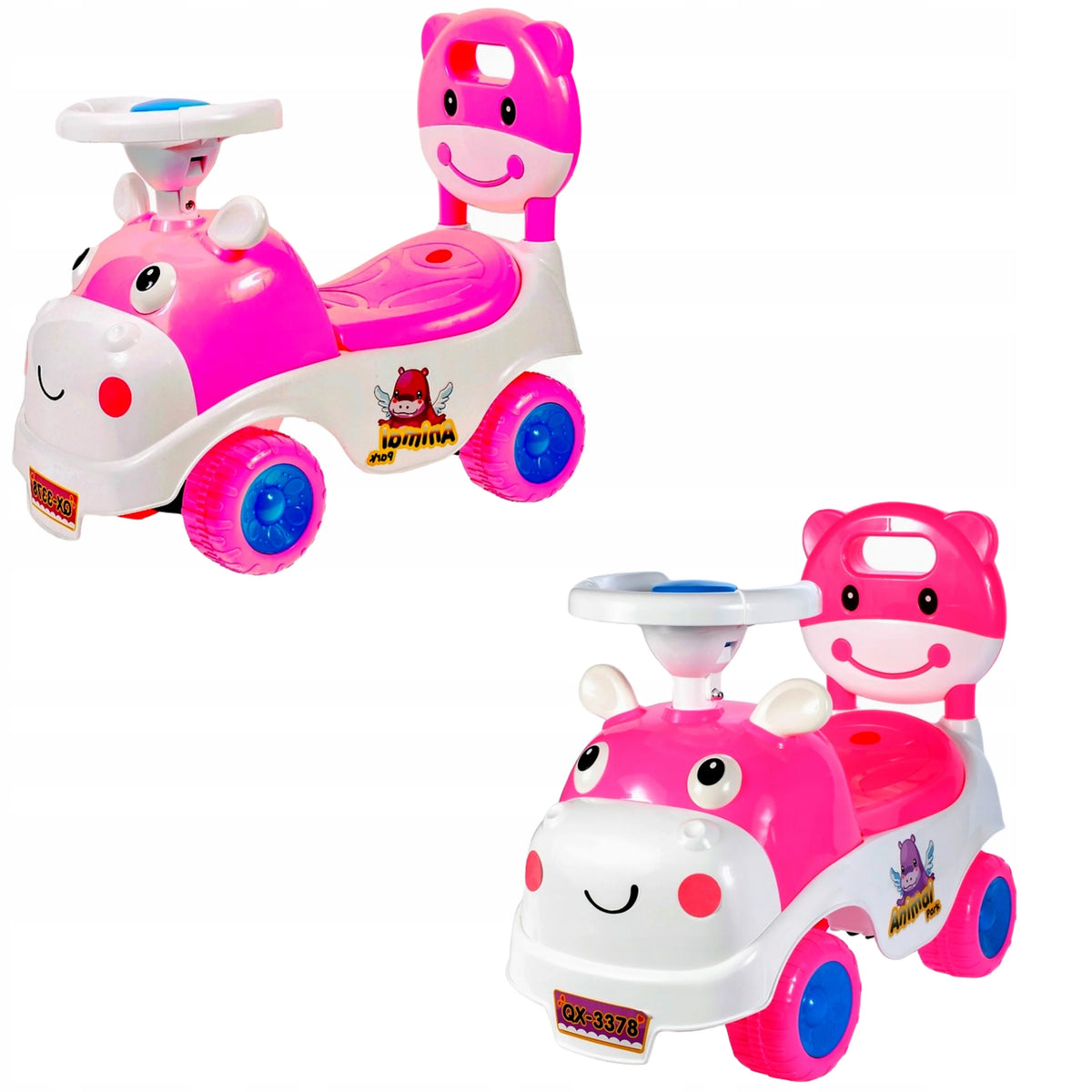 Carro Montable Hipopótamo Rosado.