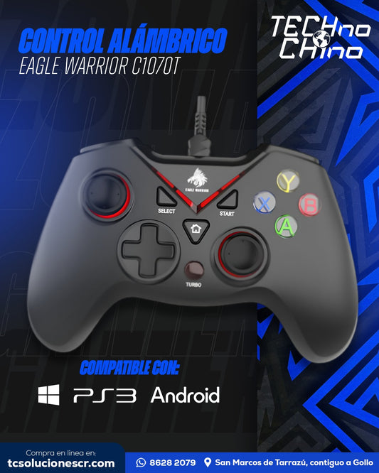 Control EAGLE WARRIOR Android/PC/PS3 wired Gamepad with Xinput EG-C1070T.