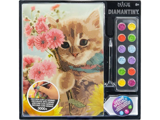 Decora con Gemas Gatito con Flores Diamantiny Nice Group.
