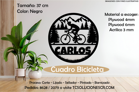 Cuadro Paisaje Bicicleta con Nombre Personalizado