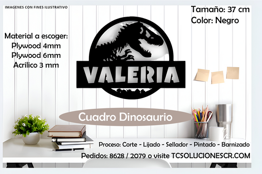 Cuadro Dinosaurio Nombre Personalizado