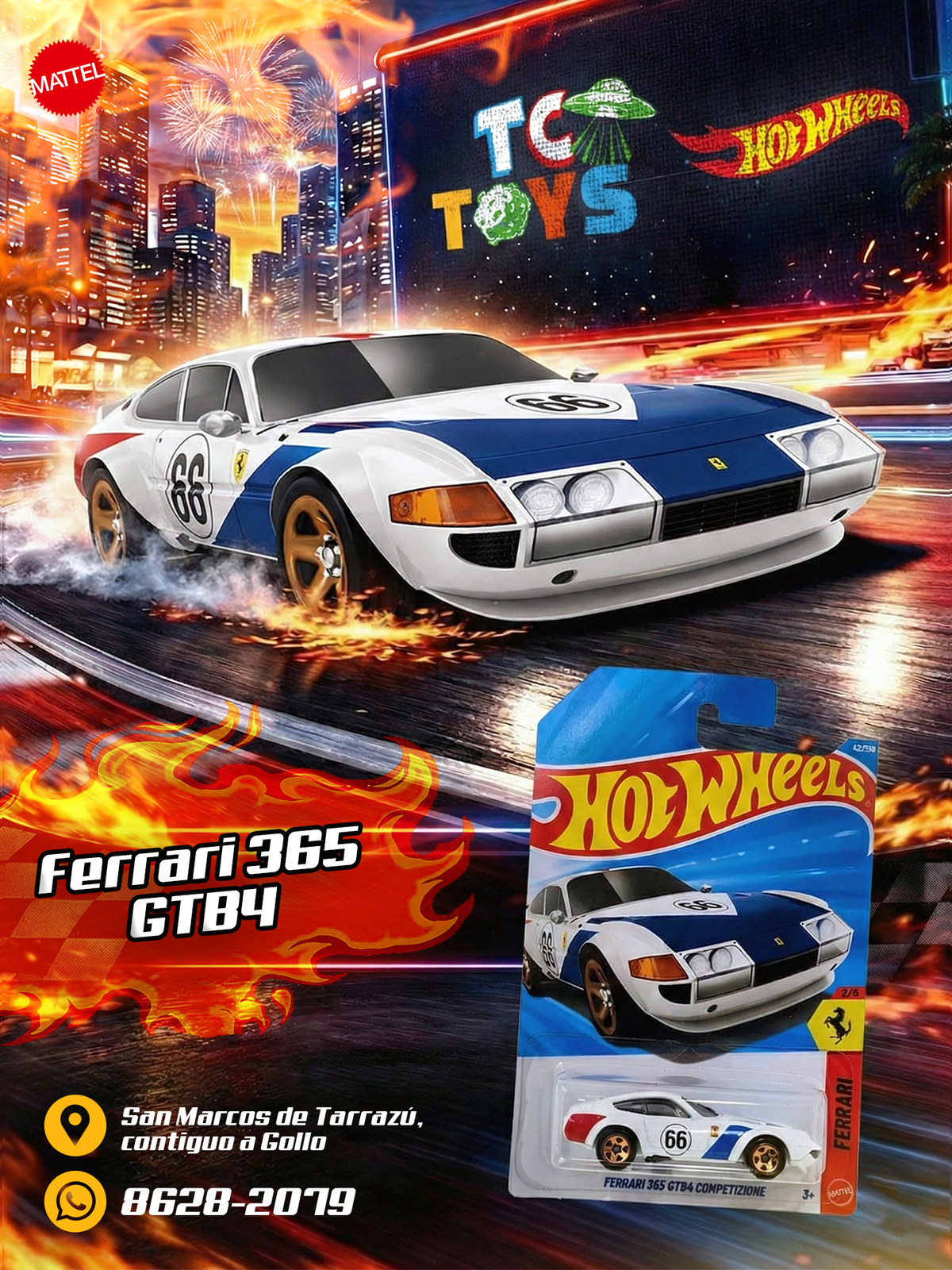 Hot Wheels Ferrari 365 GTB4 Competizione Blanco.