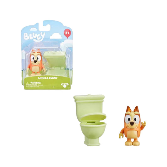 Figura Bluey Bingo con Inodoro Moose.