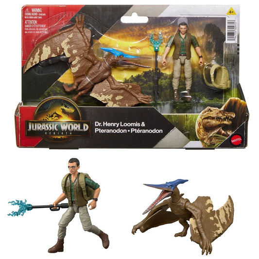 Figura Jurassic World Dr.Henry Loomis y Pteranodon.
